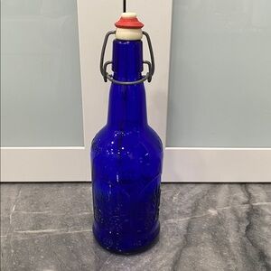 Cobalt Blue Glass Swing-Top Bottle - Vintage - Home Kitchen Food Storage